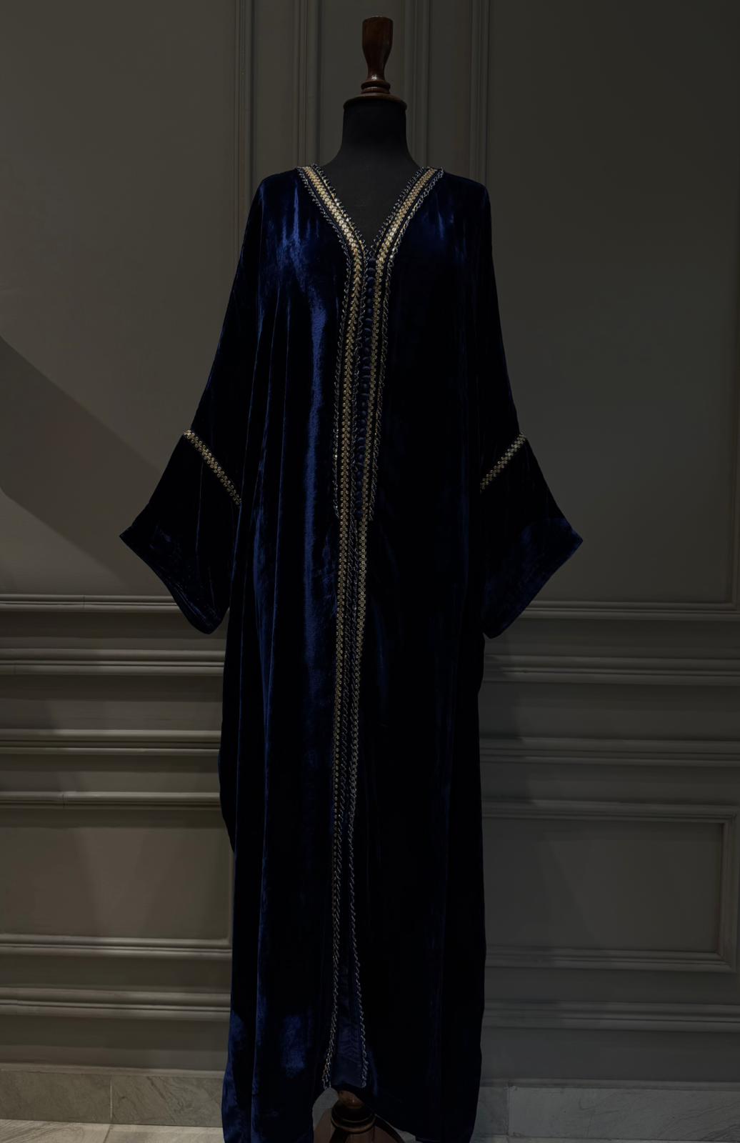 Navy Velours Kaftan - Luaycouture