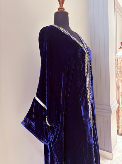 Navy Velours Kaftan - Luaycouture