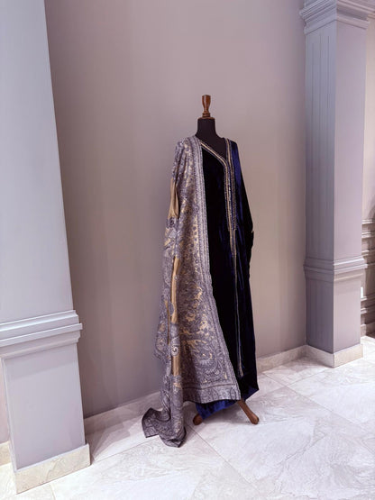 Navy Velours Kaftan - Luaycouture