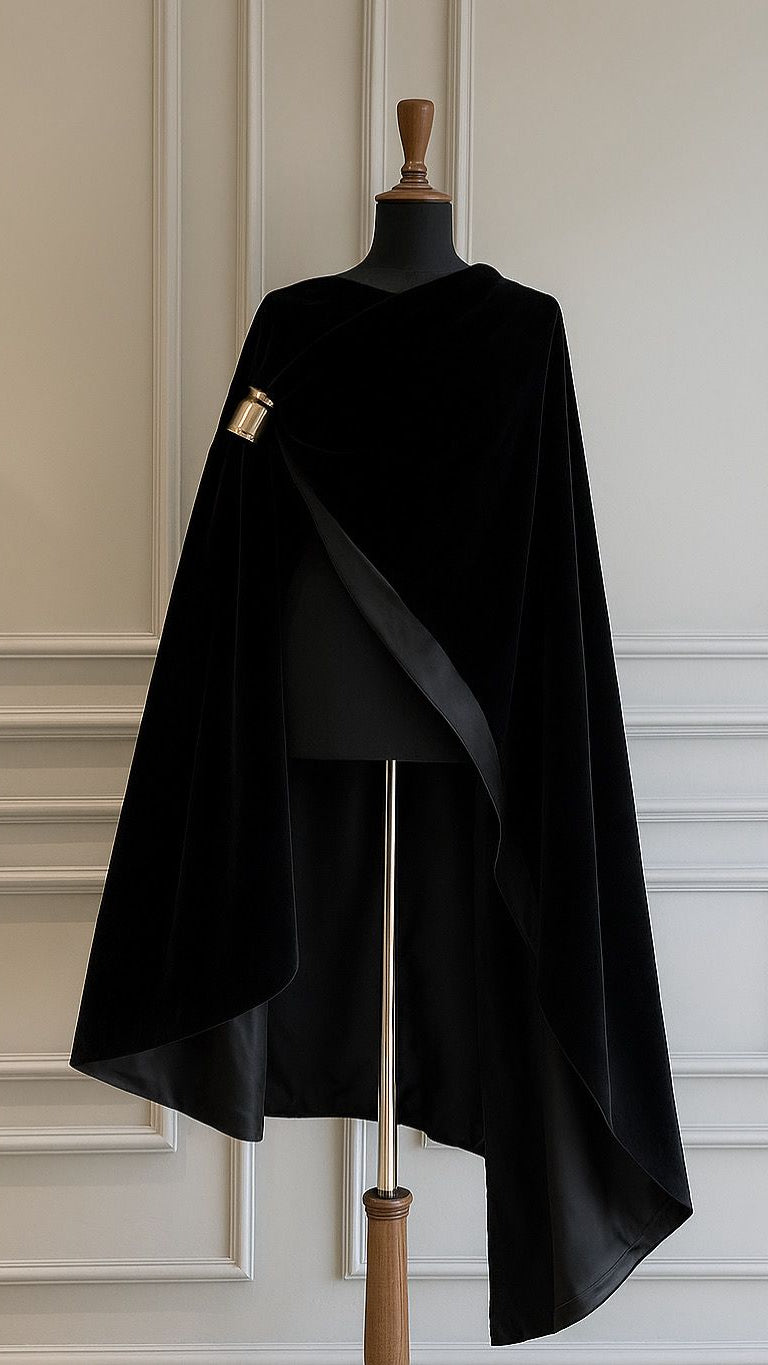 Noir Étoile Velvet Cape - Luaycouture