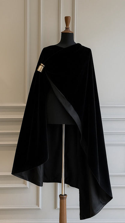 Noir Étoile Velvet Cape - Luaycouture
