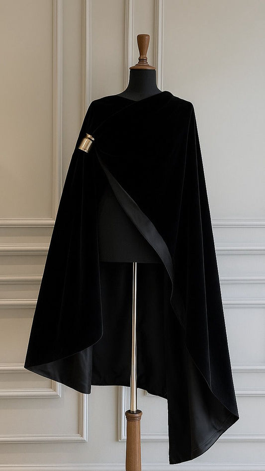 Noir Étoile Velvet Cape - Luaycouture