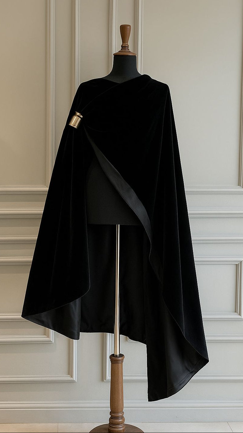 Noir Étoile Velvet Cape - Luaycouture