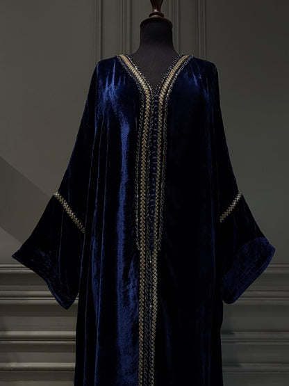 Navy Velours Kaftan - Luaycouture