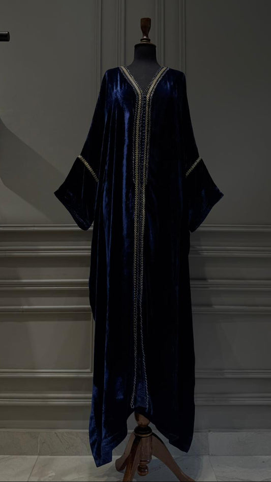 Navy Velours Kaftan - Luaycouture