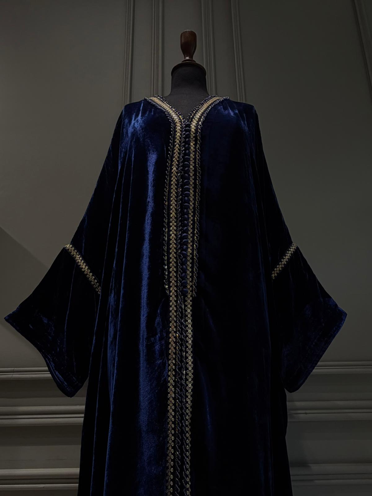 Navy Velours Kaftan - Luaycouture